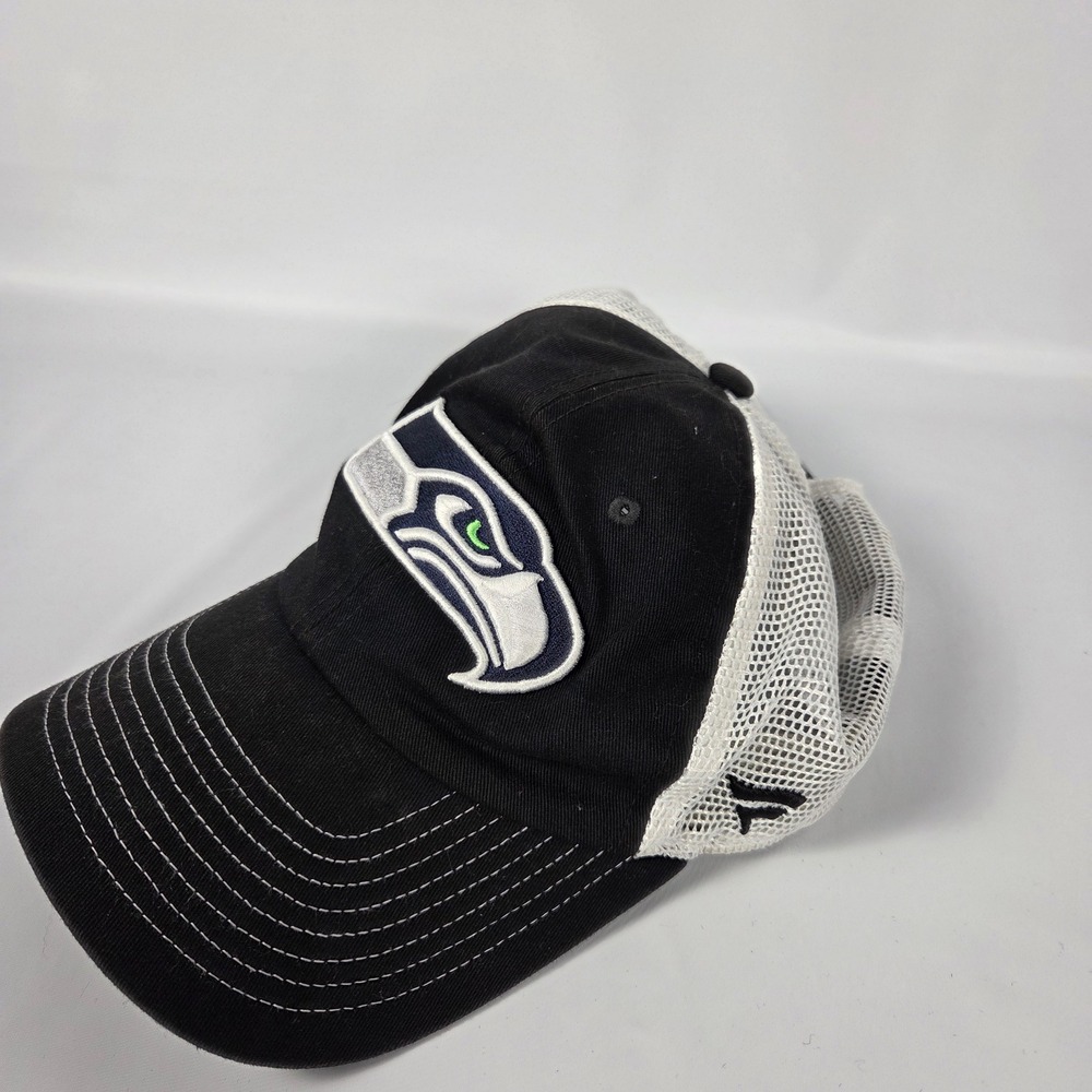 Fanatics Seattle Seahawks NFL Trucker Hat Snapback Mesh Cap Black White OSFM